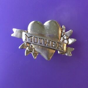 Sterling Silver Heart 'Mother' Pin